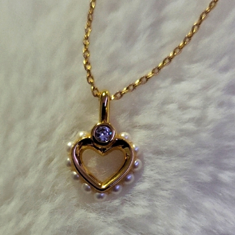 kate spade Gold and White Heart Pendant Necklace